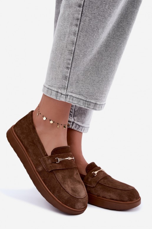 mocassini in suede sintetico marrone Zazoo