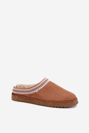 pantofole da donna con fiori ricamati in colore marrone Inblu