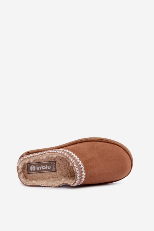 pantofole da donna con fiori ricamati in colore marrone Inblu
