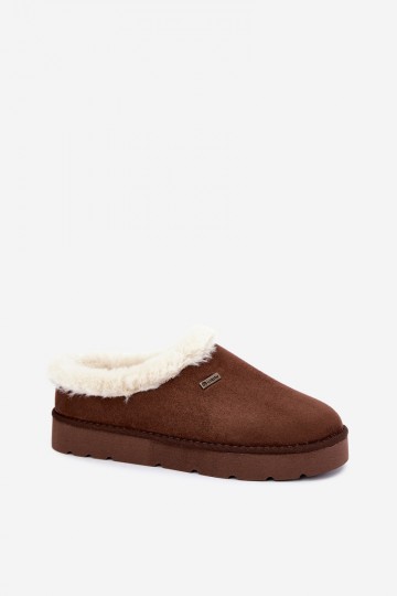 pantofole da donna con pelliccia in colore marrone scuro Inblu