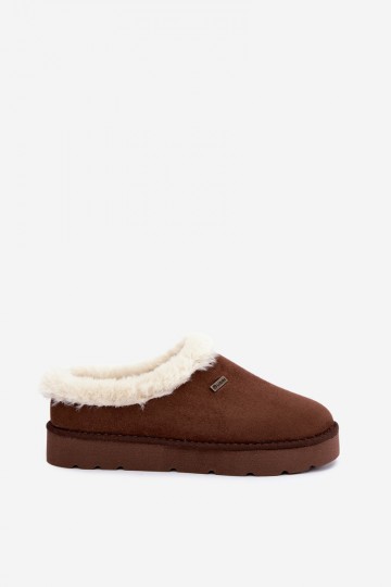 pantofole da donna con pelliccia in colore marrone scuro Inblu 2