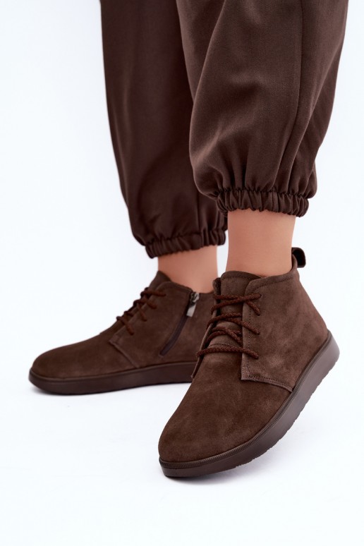 ankle boots isolati in pelle naturale marrone Zazoo