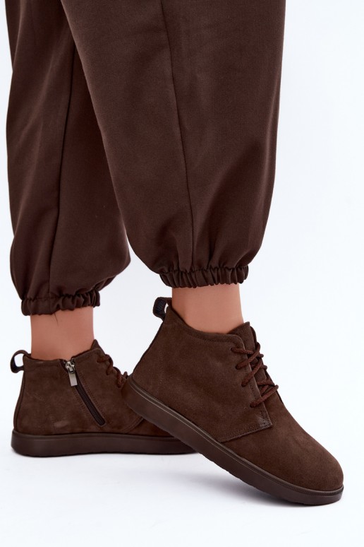 ankle boots isolati in pelle naturale marrone Zazoo