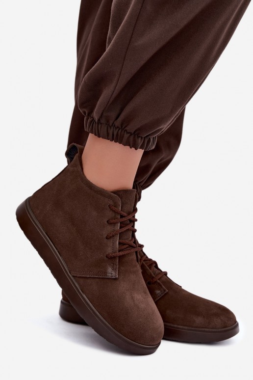 ankle boots isolati in pelle naturale marrone Zazoo