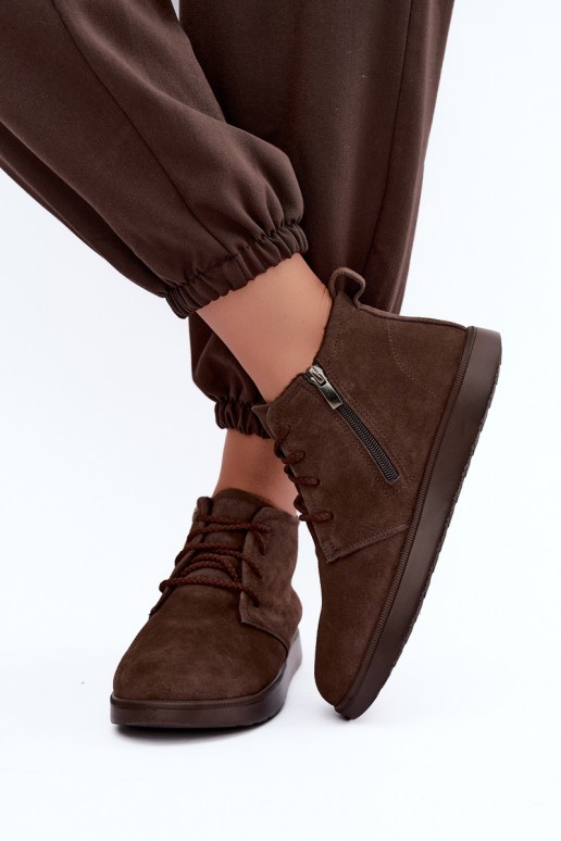 ankle boots isolati in pelle naturale marrone Zazoo