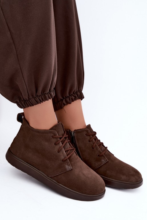 ankle boots isolati in pelle naturale marrone Zazoo