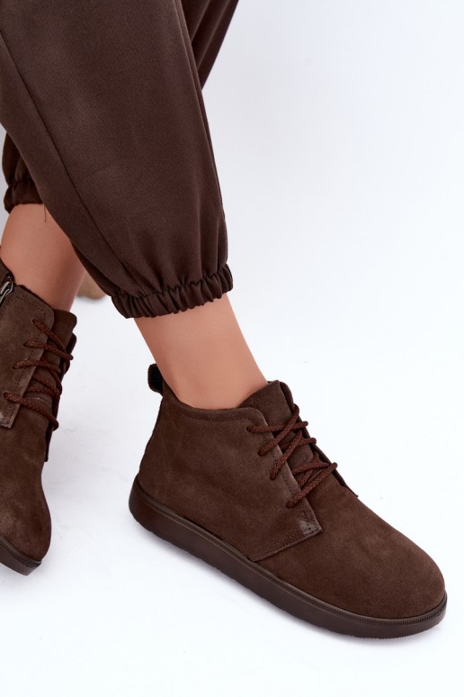 ankle boots isolati in pelle naturale marrone Zazoo