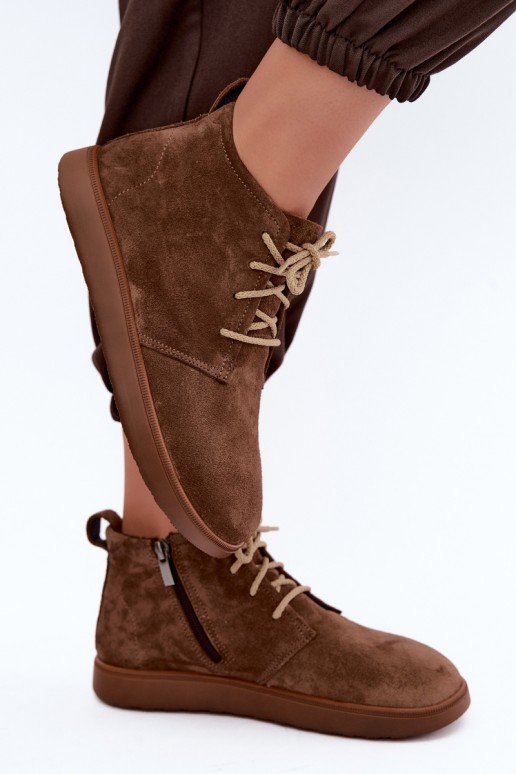 stivaletti isolati in pelle naturale Zazoo 328 color marrone