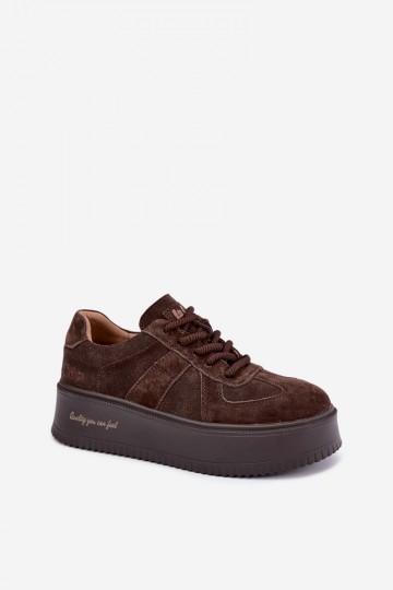 sneakers con piattaforma in suede sintetico Lee Cooper LCJ-26-01-4644 color cioccolato