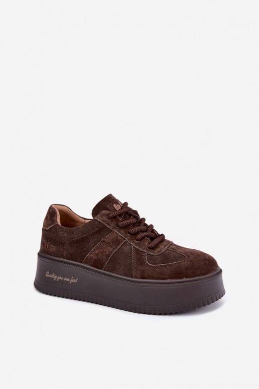 sneakers con piattaforma in suede sintetico Lee Cooper LCJ-26-01-4644 color cioccolato