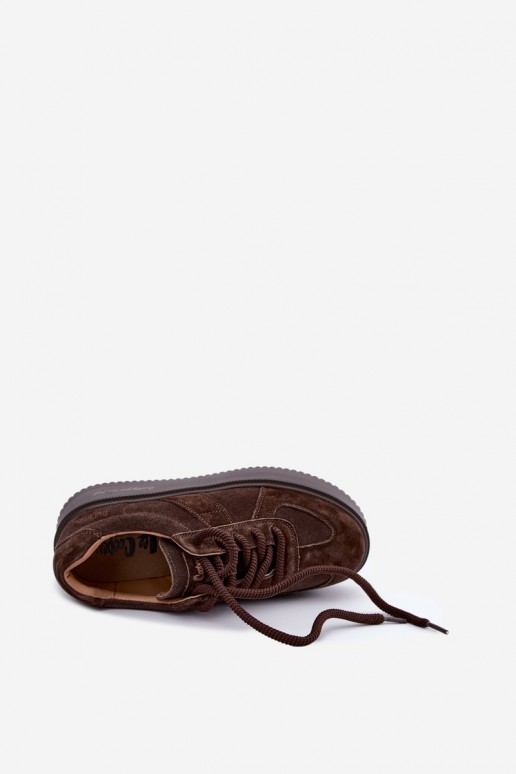 sneakers con piattaforma in suede sintetico Lee Cooper LCJ-26-01-4644 color cioccolato