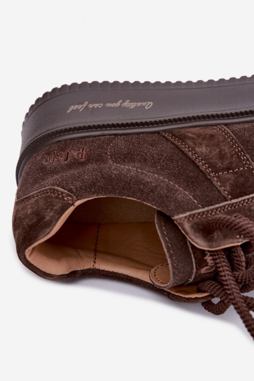 sneakers con piattaforma in suede sintetico Lee Cooper LCJ-26-01-4644 color cioccolato