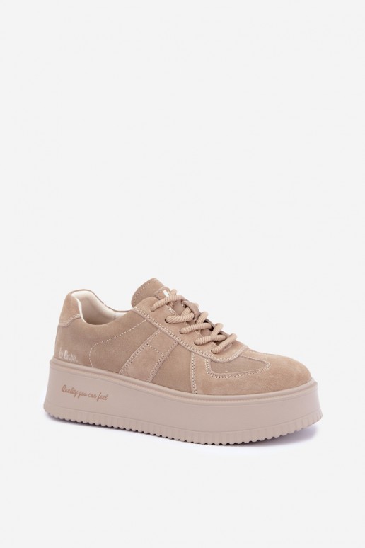 sneakers con piattaforma in suede sintetico Lee Cooper LCJ-26-01-4643 color sabbia