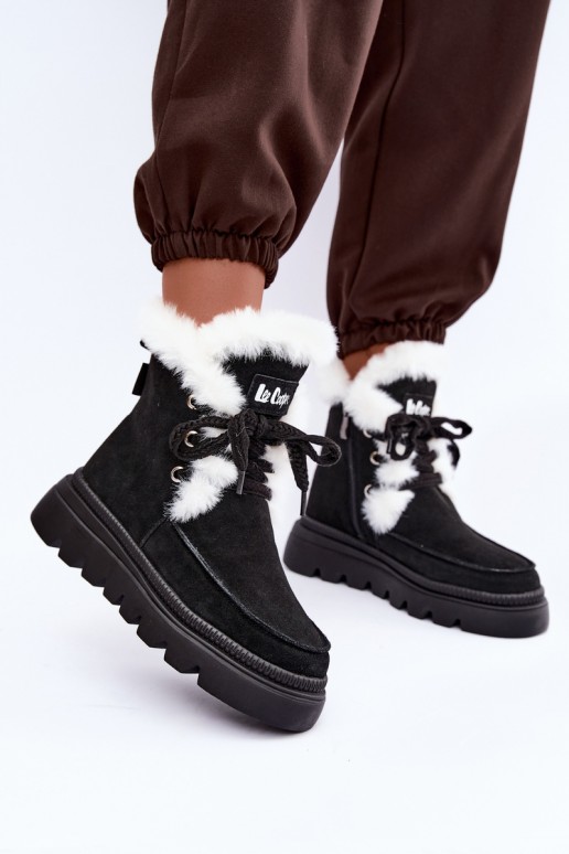 stivali da neve da donna in suede sintetico Lee Cooper LCJ-25-01-3737 color nero