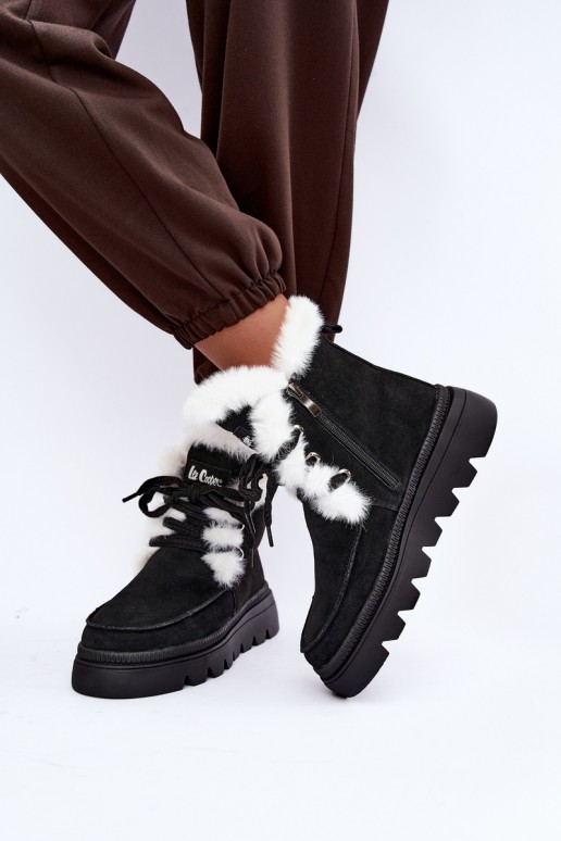 stivali da neve da donna in suede sintetico Lee Cooper LCJ-25-01-3737 color nero