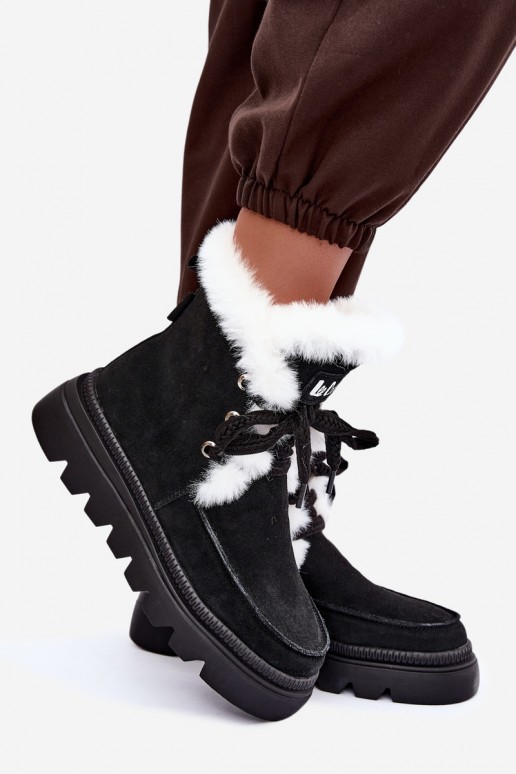 stivali da neve da donna in suede sintetico Lee Cooper LCJ-25-01-3737 color nero