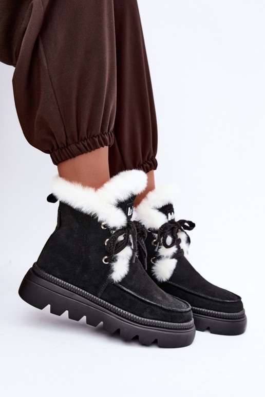 stivali da neve da donna in suede sintetico Lee Cooper LCJ-25-01-3737 color nero