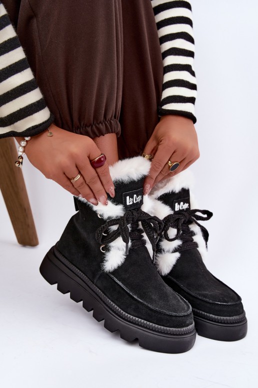 stivali da neve da donna in suede sintetico Lee Cooper LCJ-25-01-3737 color nero