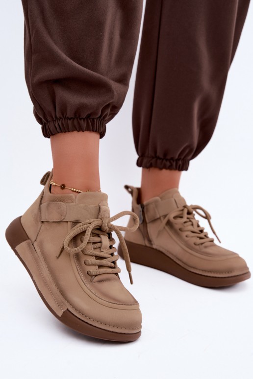 stivaletti isolati in pelle naturale Lee Cooper LCJ-26-19-4603 color chaki
