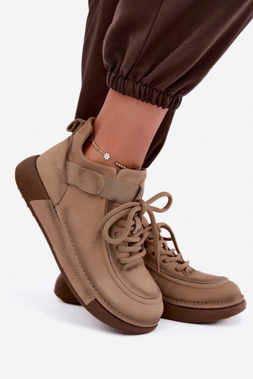 stivaletti isolati in pelle naturale Lee Cooper LCJ-26-19-4603 color chaki