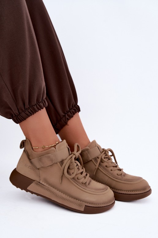 stivaletti isolati in pelle naturale Lee Cooper LCJ-26-19-4603 color chaki