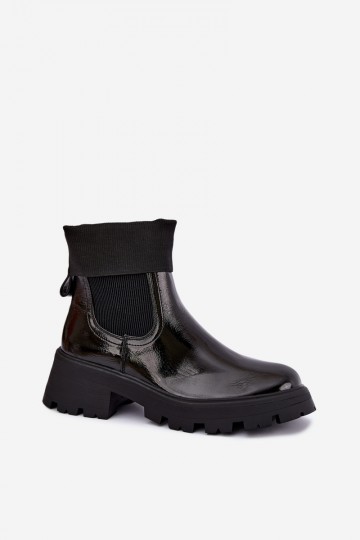stivaletti eleganti con effetto verniciato in colore nero Sevella