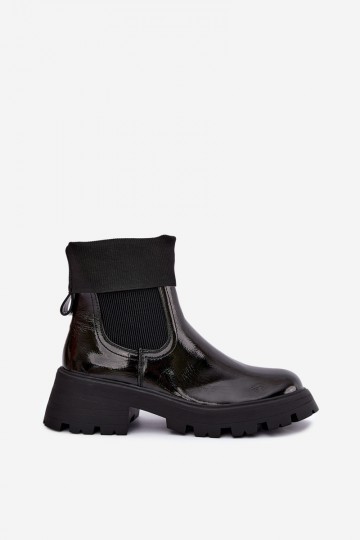 stivaletti eleganti con effetto verniciato in colore nero Sevella 2