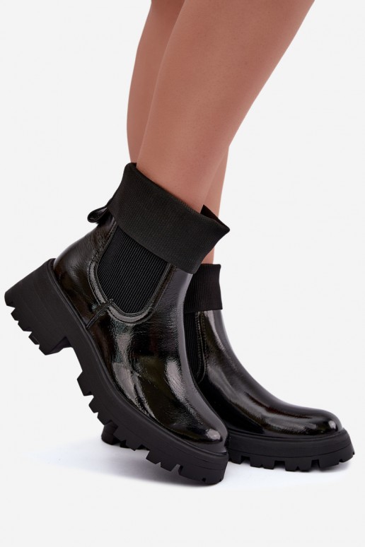 stivaletti eleganti con effetto verniciato in colore nero Sevella
