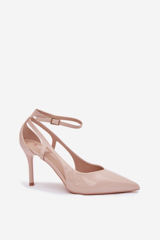 Décolleté beige in ecopelle con effetto vernice Fionnel