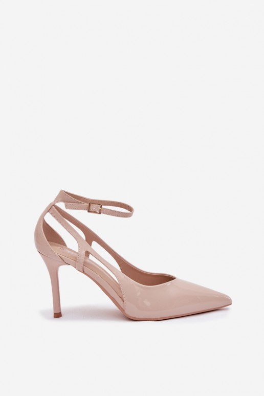 Décolleté beige in ecopelle con effetto vernice Fionnel