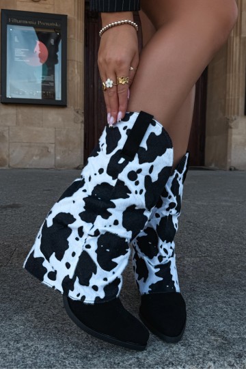 Stivaletti in stile cowboy con alti e tacchi curvi color nero Havie 2