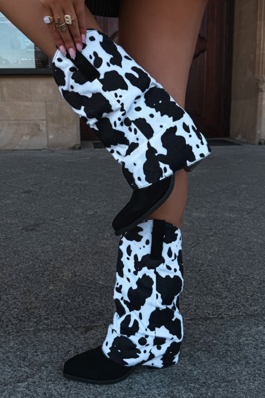 Stivaletti in stile cowboy con alti e tacchi curvi color nero Havie