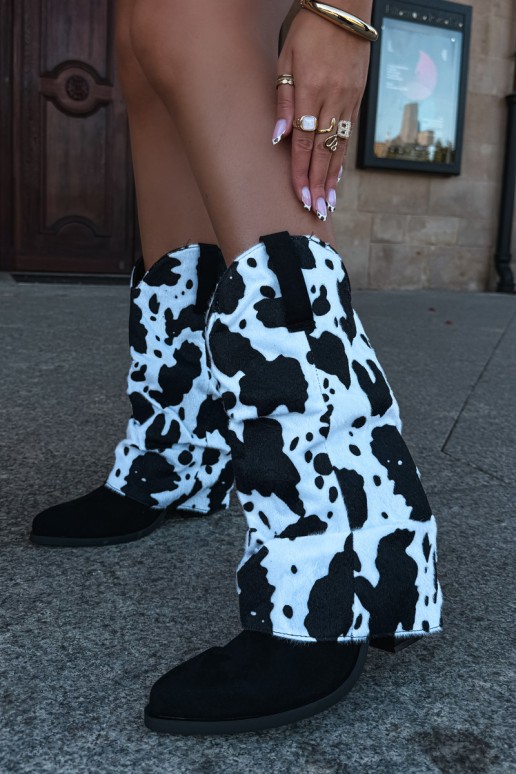 Stivaletti in stile cowboy con alti e tacchi curvi color nero Havie