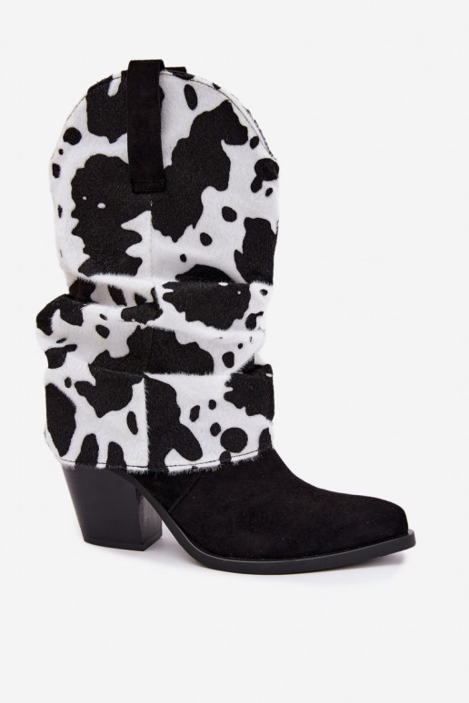 Stivaletti in stile cowboy con alti e tacchi curvi color nero Havie