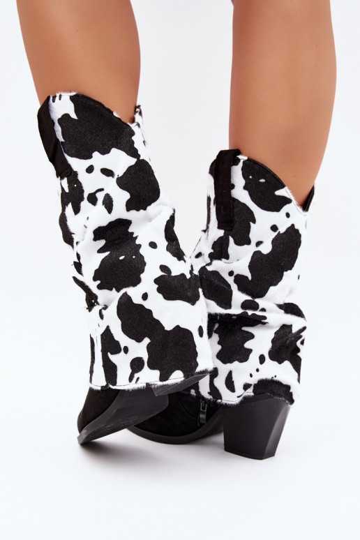 Stivaletti in stile cowboy con alti e tacchi curvi color nero Havie