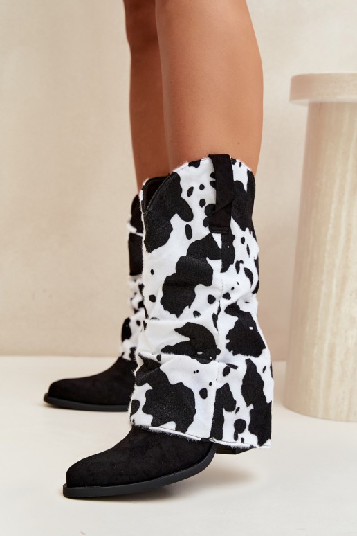 Stivaletti in stile cowboy con alti e tacchi curvi color nero Havie