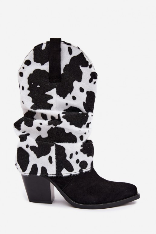 Stivaletti in stile cowboy con alti e tacchi curvi color nero Havie