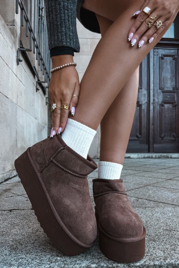Stivali da neve da donna in suede naturale color marrone Tairene