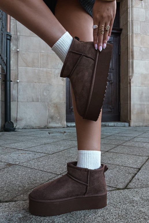 Stivali da neve da donna in suede naturale color marrone Tairene