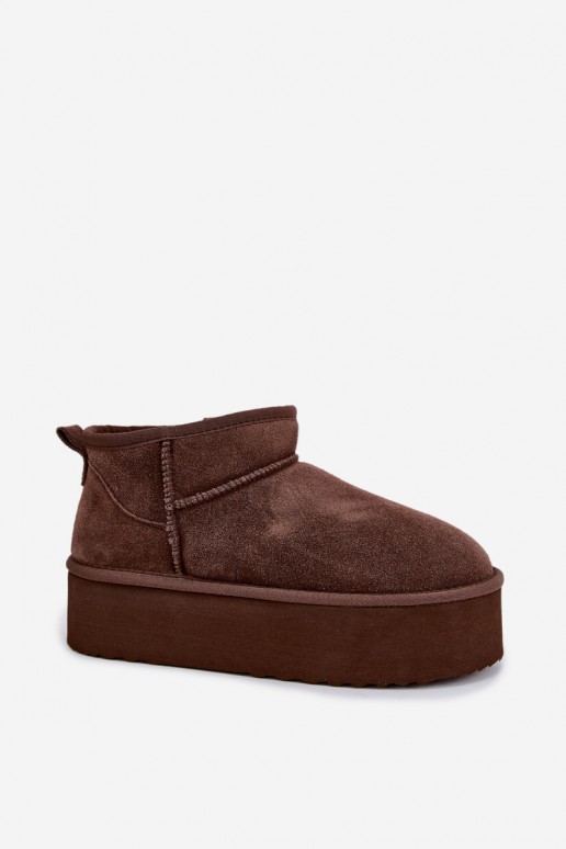 Stivali da neve da donna in suede naturale color marrone Tairene