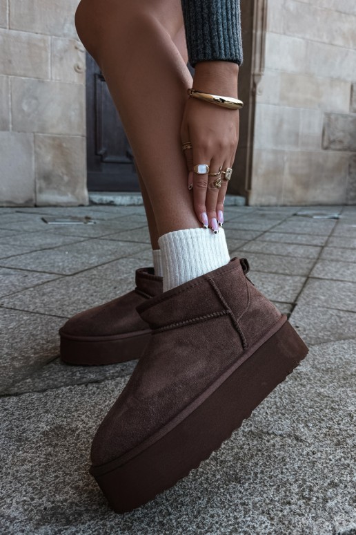 Stivali da neve da donna in suede naturale color marrone Tairene