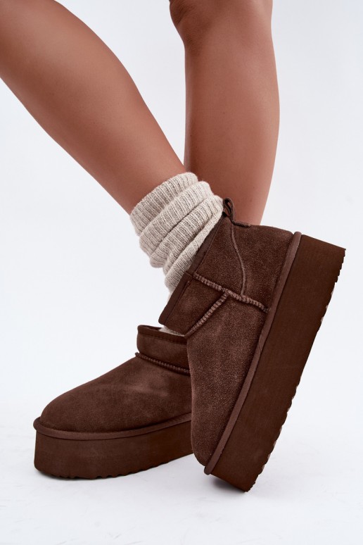 Stivali da neve da donna in suede naturale color marrone Tairene