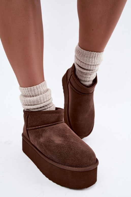 Stivali da neve da donna in suede naturale color marrone Tairene