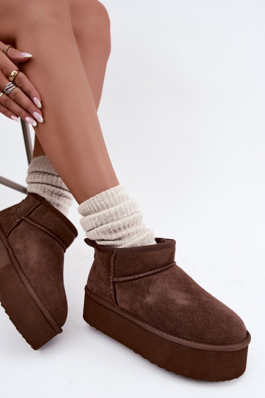 Stivali da neve da donna in suede naturale color marrone Tairene