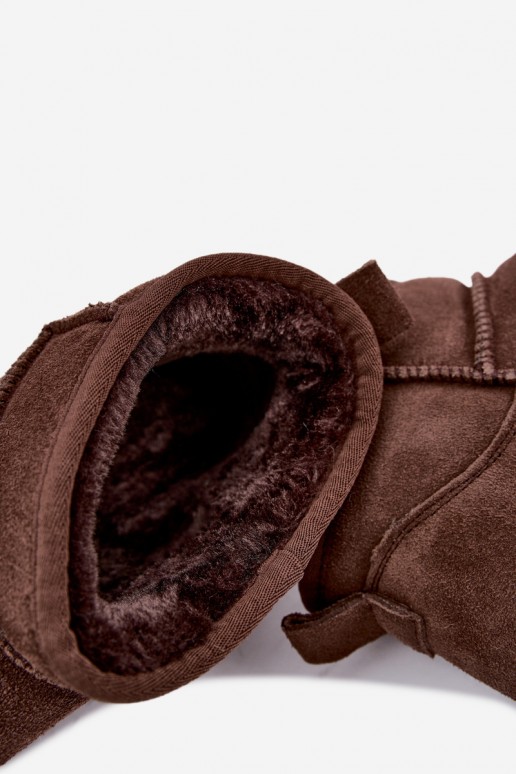 Stivali da neve da donna in suede naturale color marrone Tairene