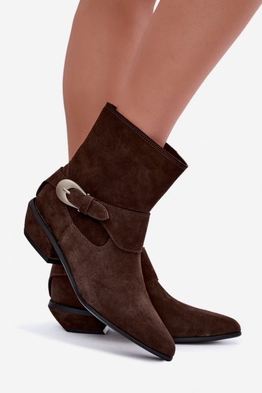 Stivaletti isolati Serenelle in stile cowboy in ecopelle marrone