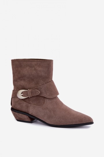 Stivaletti isolati Serenelle in stile cowboy in ecopelle color sabbia 2
