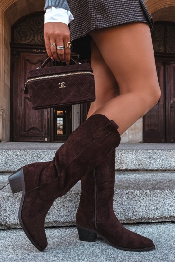 Stivali alti in stile cowboy con tacco marrone Rialene 2