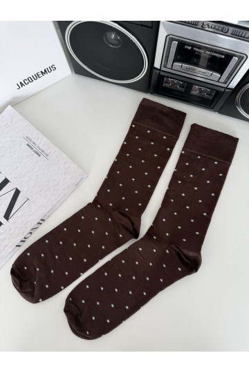 Calzini da uomo con pois in marrone cioccolato