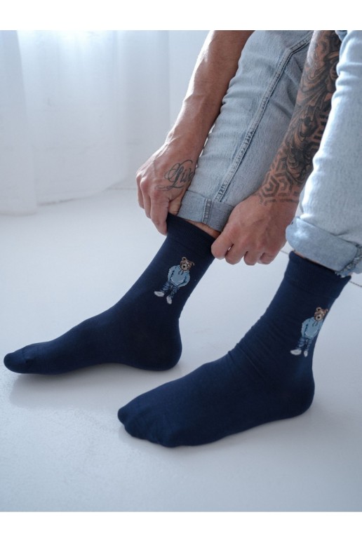 Calzini blu scuro da uomo Meškiukai IN Bluzie